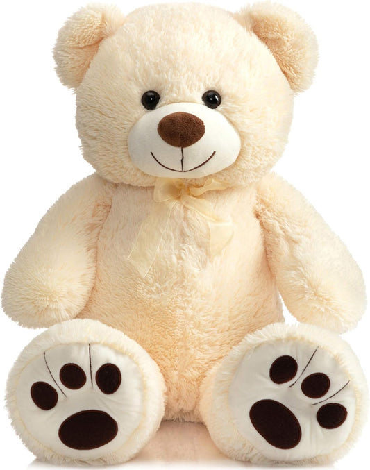 HollyHOME Teddy Bear Stuffed Animal Plush Giant Teddy Bears with Footprints Big Bear 36 inch Beige