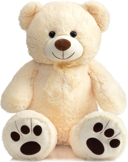 HollyHOME Teddy Bear Stuffed Animal Plush Giant Teddy Bears with Footprints Big Bear 36 inch Beige