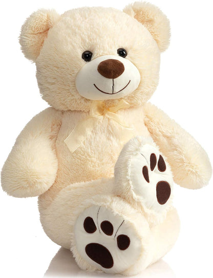 HollyHOME Teddy Bear Stuffed Animal Plush Giant Teddy Bears with Footprints Big Bear 36 inch Beige