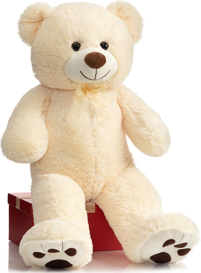 HollyHOME Teddy Bear Stuffed Animal Plush Giant Teddy Bears with Footprints Big Bear 36 inch Beige